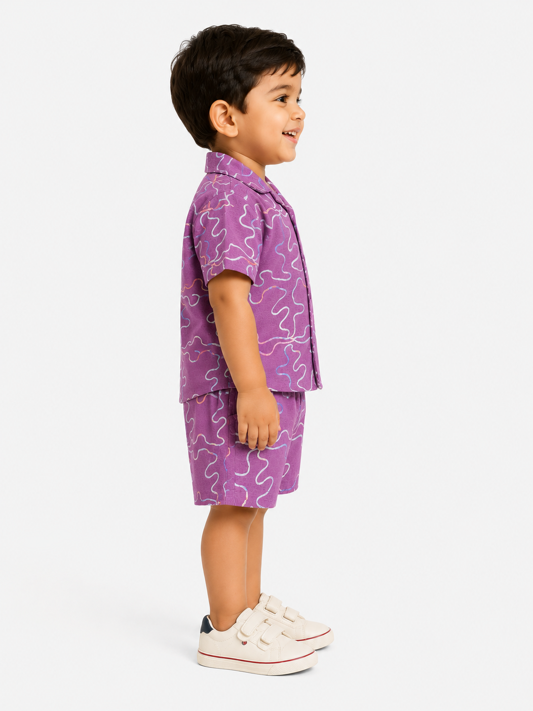 Boys Mulberry Printed Shirt & Shorts Set Kidswear Cotton Stylish BloomUp