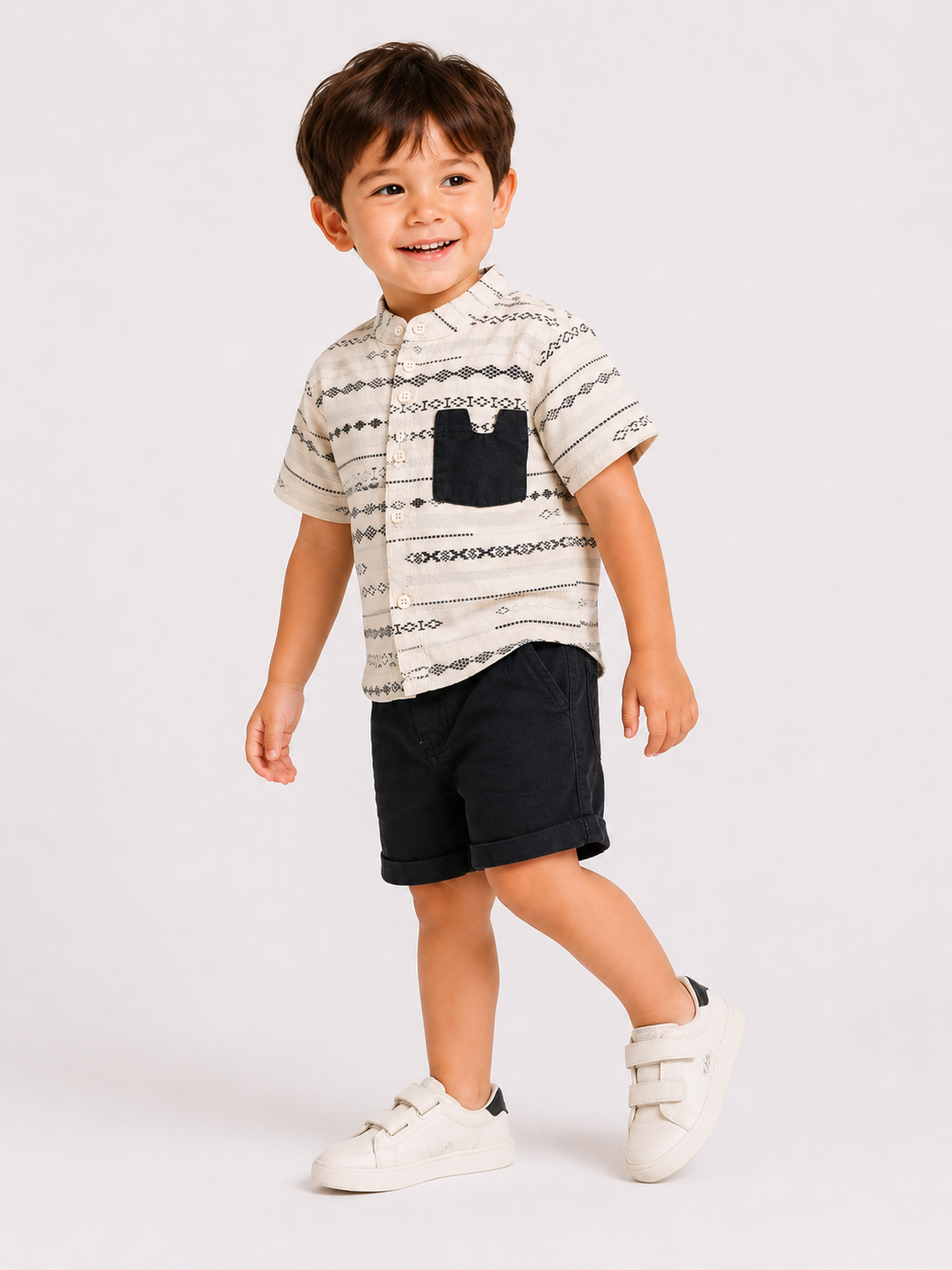 Boys Striped Short Sleeved Shirt Soft Cotton Clothing Set BloomUp