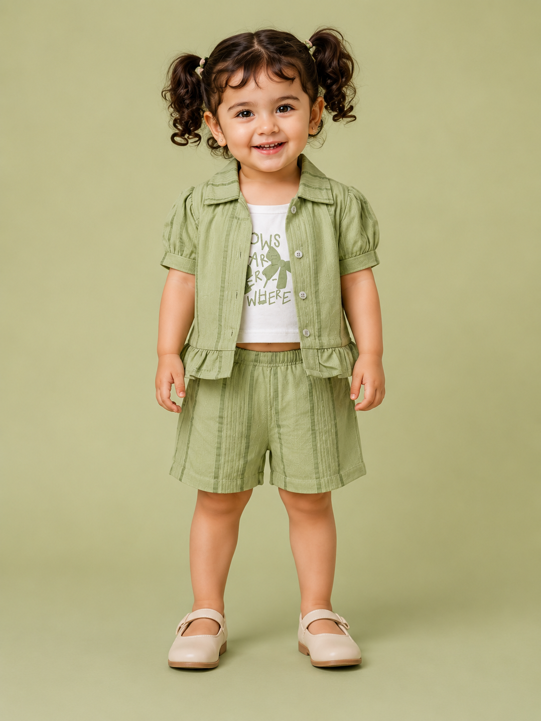 Pistachio Green Girls T-Shirt for Infant Girls & Toddlers (6M–3Y) BloomUp