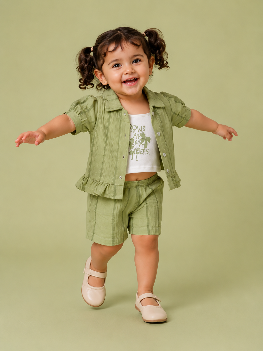 Pistachio Green Girls T-Shirt for Infant Girls & Toddlers (6M–3Y) BloomUp