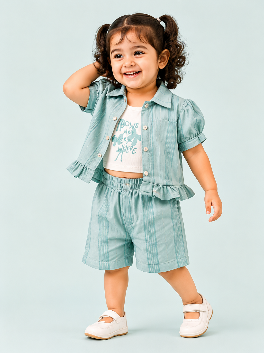Powder Blue Girls T-Shirt for Infant Girls & Toddlers (6M–3Y) BloomUp