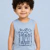 Sky Blue Surf Graphic Sleeveless T-Shirt for Boys – Soft Cotton Summer Wear Kids Tank Top