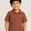 Brown Ribbed Polo T-Shirt for Boys – Soft Cotton Casual Half Sleeve Summer Wear