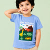 Sky Blue Dino Explorer Graphic T-Shirt for Baby Boys – Soft Cotton Half Sleeve Casual Summer Wear