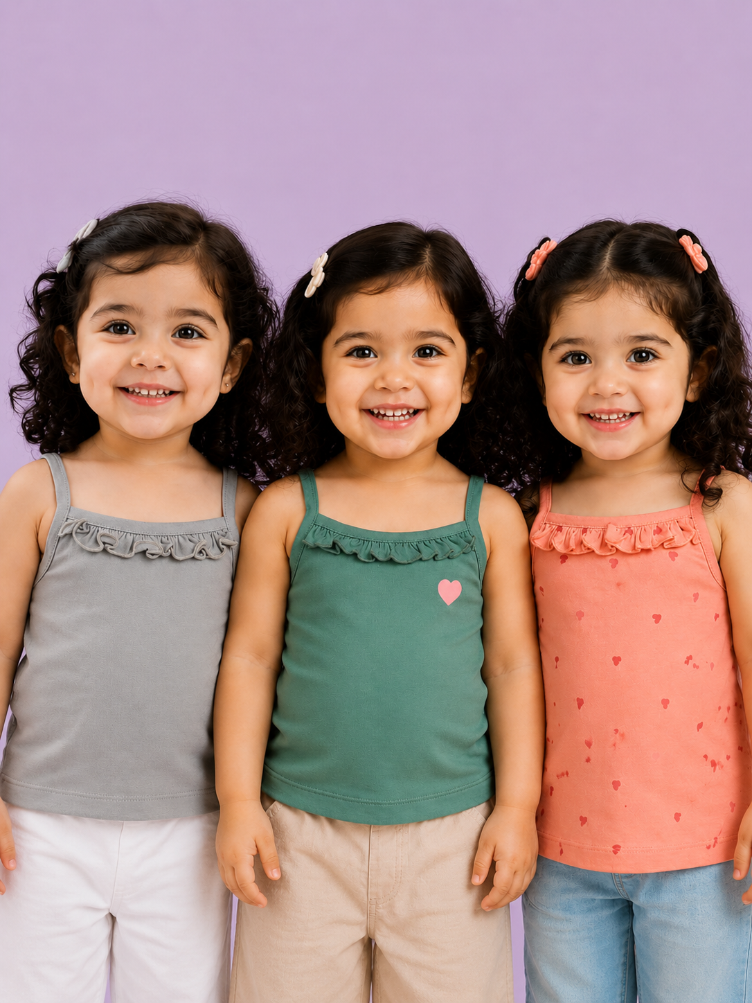 Ruffled Sleeveless Kids Top – Pack of 3 Summer Tanks for Toddlers BloomUp