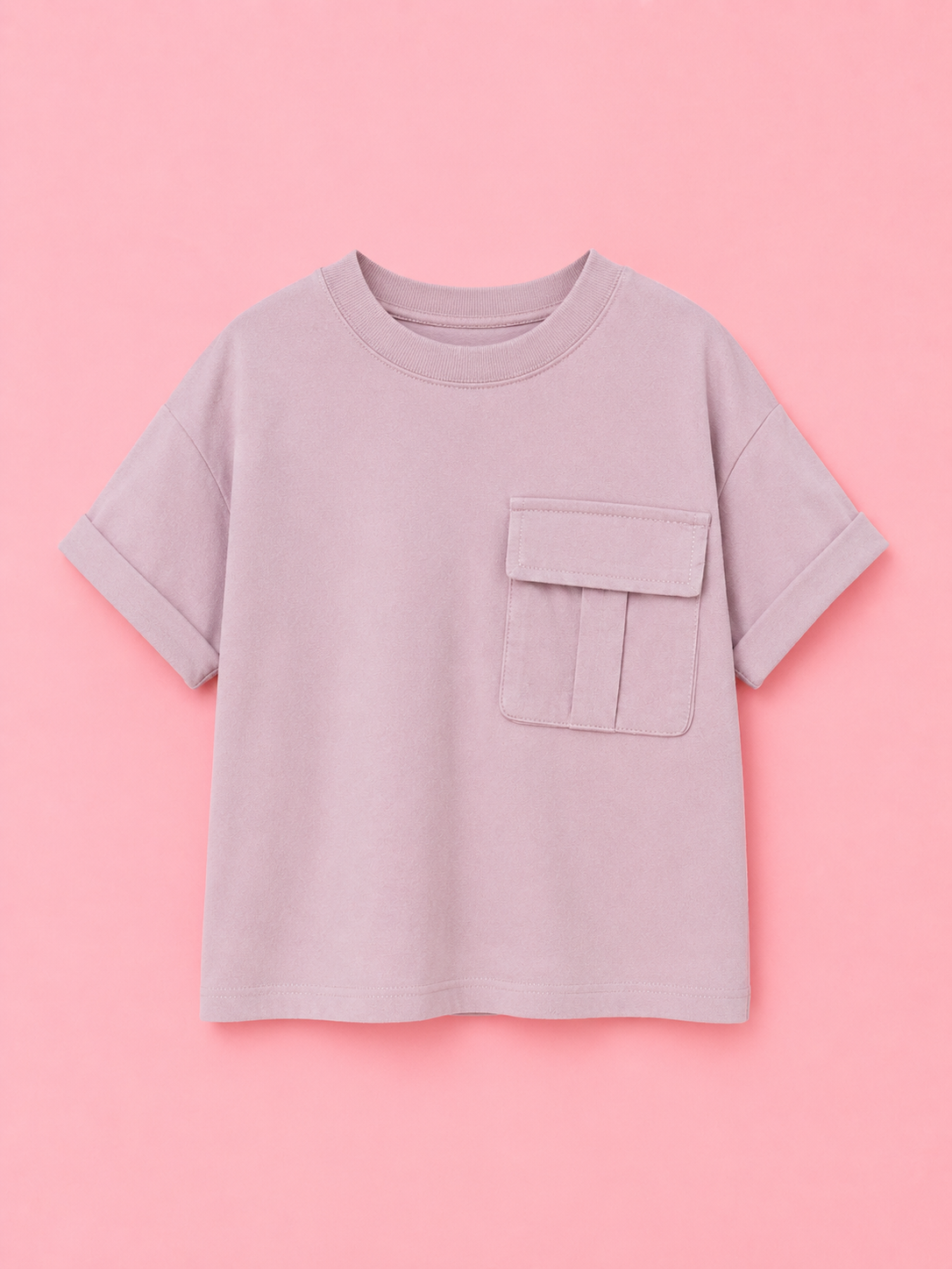 Girls Dusty Rose Pocket T Shirt Kidswear Cotton Stylish Comfortable BloomUp