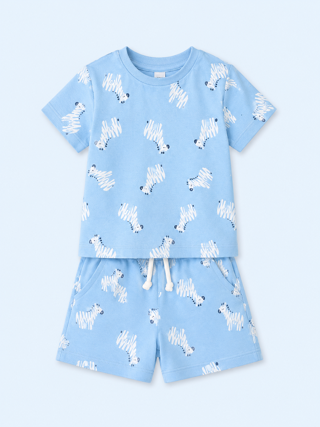 Kids Blue Printed Shirt And Soft Cotton Clothing Set for BloomUp