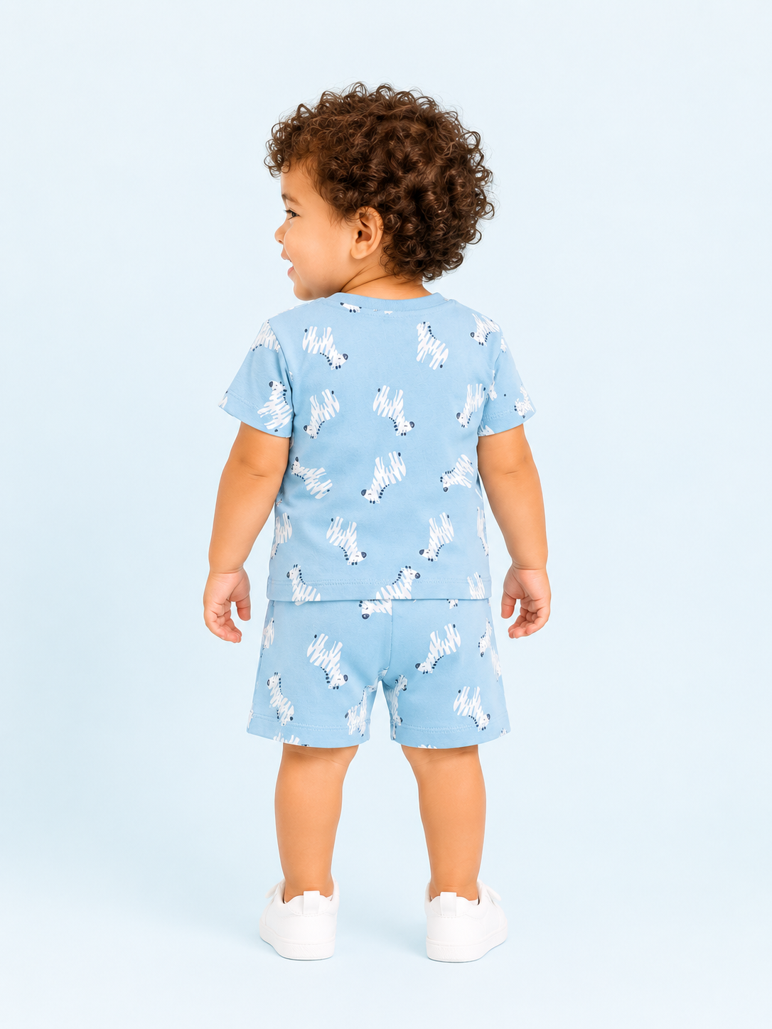 Kids Blue Printed Shirt And Soft Cotton Clothing Set for BloomUp