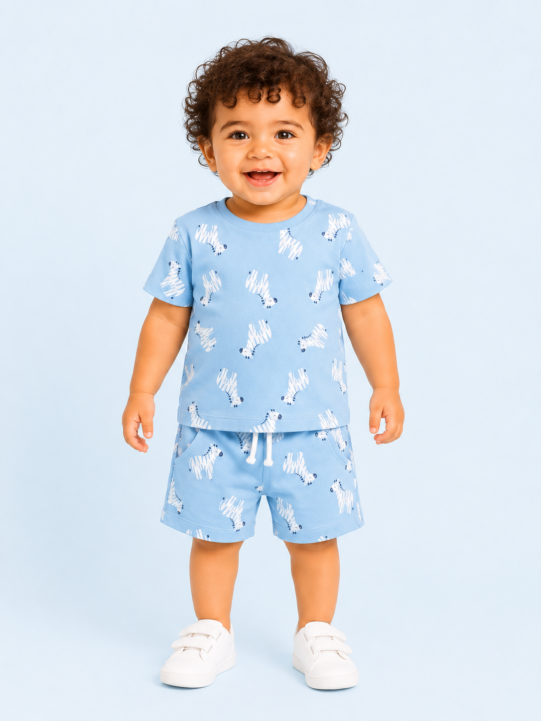 Kids Blue Printed Shirt And Soft Cotton Clothing Set for BloomUp