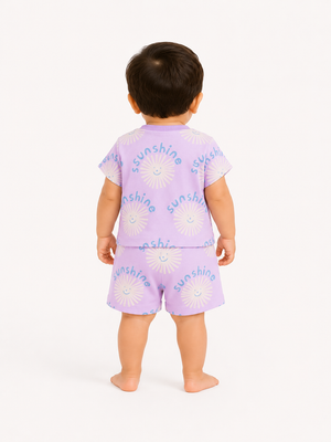 Kids Lavender Printed Shirt And Soft Cotton Clothing Set for BloomUp