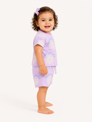 Kids Lavender Printed Shirt And Soft Cotton Clothing Set for BloomUp