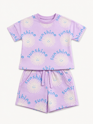Kids Lavender Printed Shirt And Soft Cotton Clothing Set for BloomUp