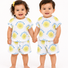 White Sunshine Unisex Co-ord Set for Kids – Soft Cotton Casual Summer Outfit