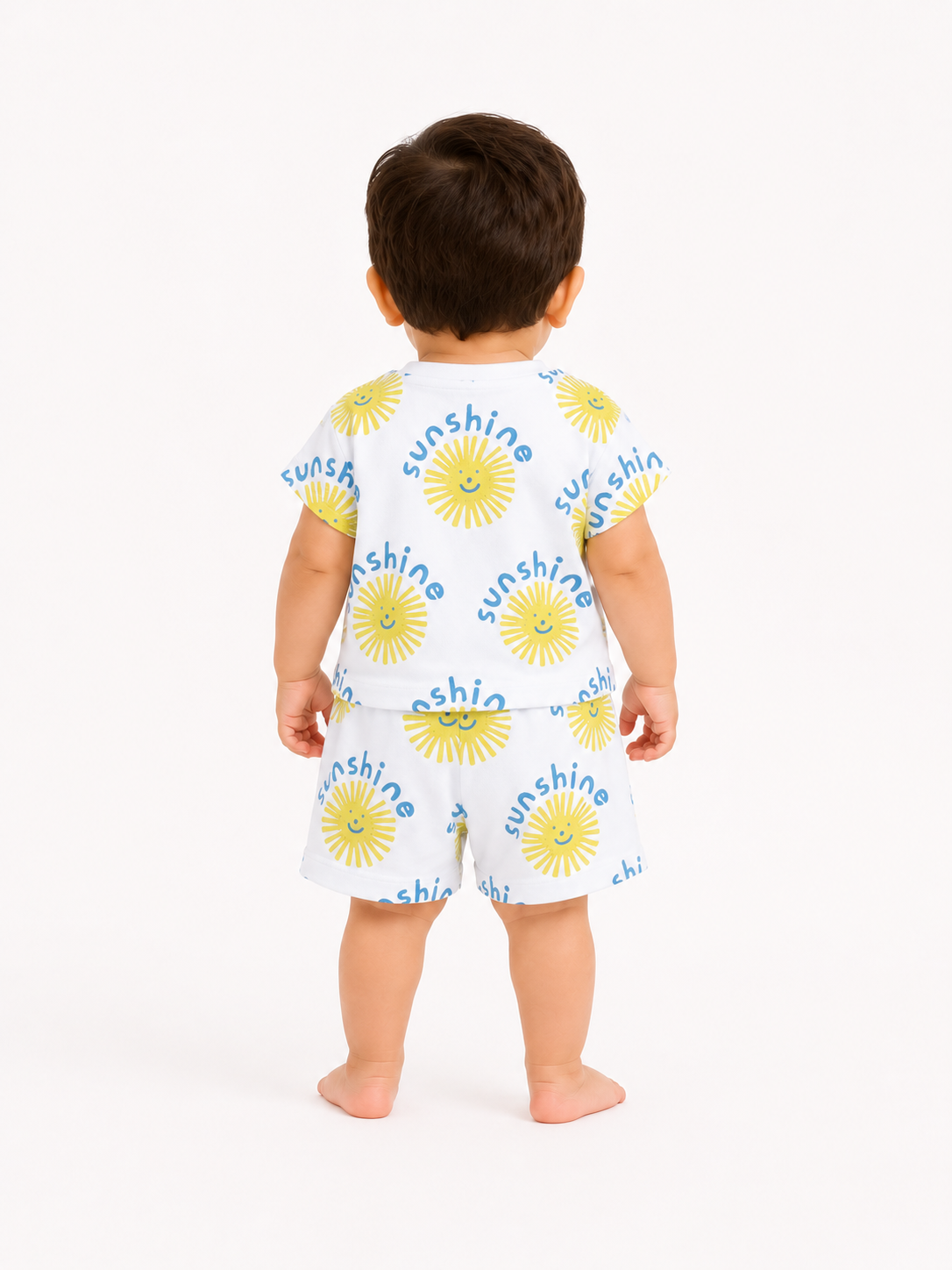 Kids White Lemon Printed Sleeveless Soft Cotton Clothing Set for BloomUp