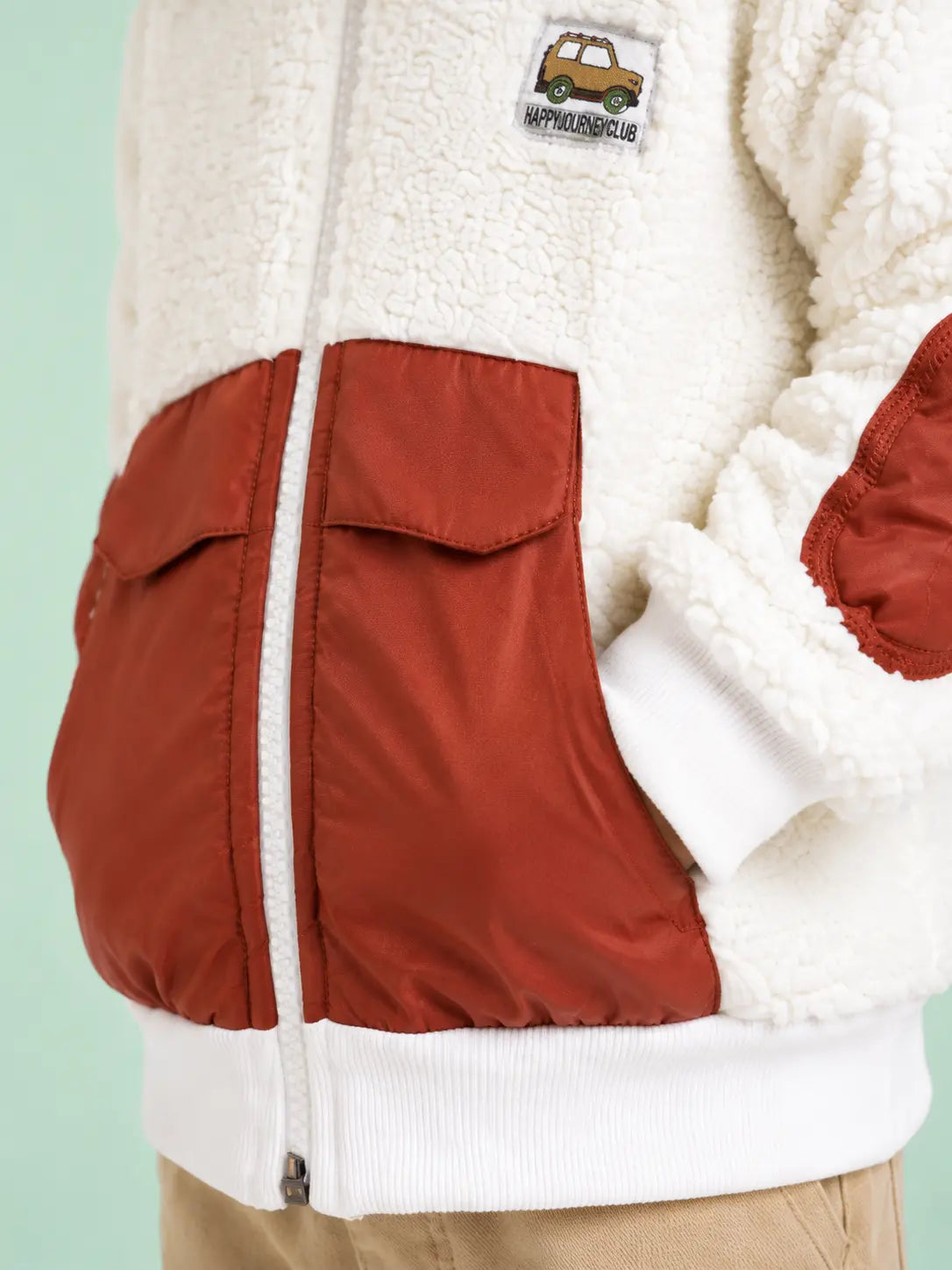 BloomUp Cream Sherpa Hooded Zip-Up Winter Jacket for Babies