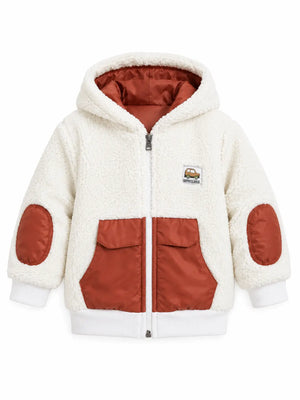 BloomUp Cream Sherpa Hooded Zip-Up Winter Jacket for Babies
