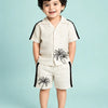 Boys Beige Palm Tree Printed Co-ord Set | Half Sleeve Shirt & Shorts