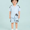 Sky Blue Palm Tree Shirt & Shorts Co-ord Set for Baby Boys – Soft Cotton Summer Outfit