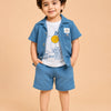 Blue 3-Piece Shirt, Graphic T-Shirt & Shorts Co-ord Set for Baby Boys – Soft Cotton Summer Outfit
