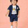 Navy Blue 3-Piece Shirt, Graphic T-Shirt & Shorts Co-ord Set for Baby Boys – Soft Cotton Summer Outfit