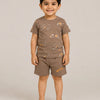 Puppy Print T-Shirt & Brown Shorts Co-ord Set for Boys – Soft Cotton Summer Outfit