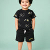 Black Dog Print T-Shirt & Shorts Co-ord Set for Boys – Soft Cotton Summer Outfit for Kids