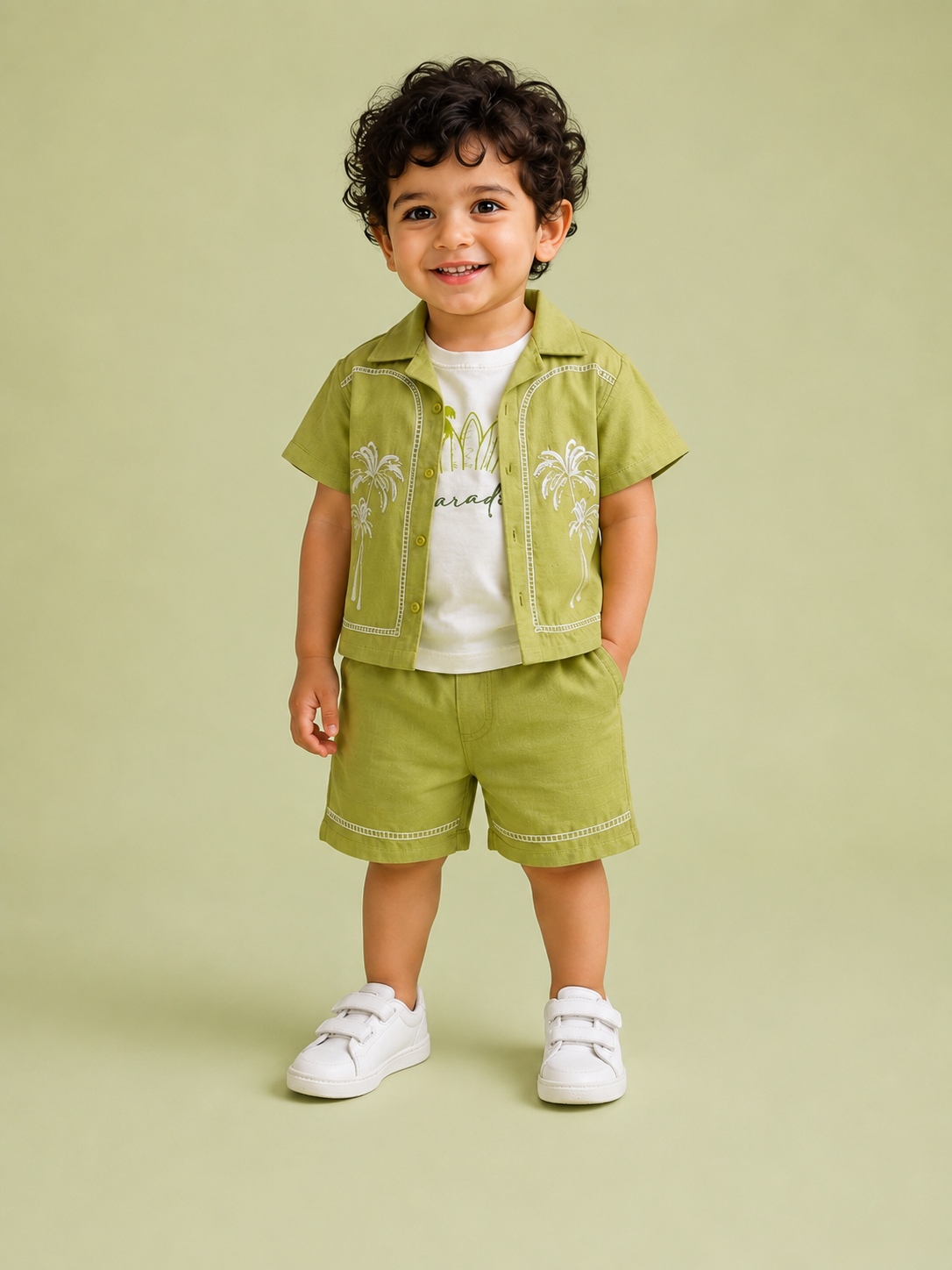 Boys Green Soft Cotton Sets Casual Fashion Kids Wear BloomUp