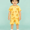 Yellow Palm Tree Print T-Shirt & Shorts Co-ord Set for Boys – Soft Cotton Summer Outfit