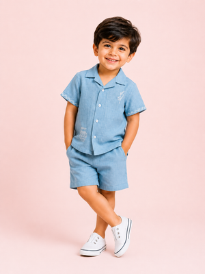 Blue Premium Casual Boys  Soft Cotton Clothing Set BloomUp