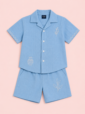 Blue Premium Casual Boys  Soft Cotton Clothing Set BloomUp