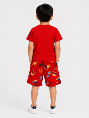 Boys Red Soft Cotton Sets Casual Fashion Kids Wear BloomUp