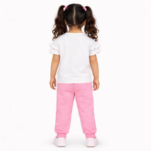 Girls Floral Printed Co-ord Set – Soft Cotton T-Shirt & Jogger Pants Summer Wear Kids Outfit BloomUp