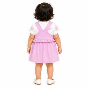 Baby Girls Pink Pinafore Dress with Elephant Embroidery & Tee Set BloomUp