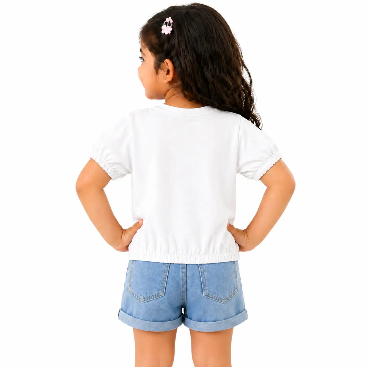 White & Pink Lace Panel Kids T-Shirt – Soft Cotton Stylish Summer Wear for Girls BloomUp