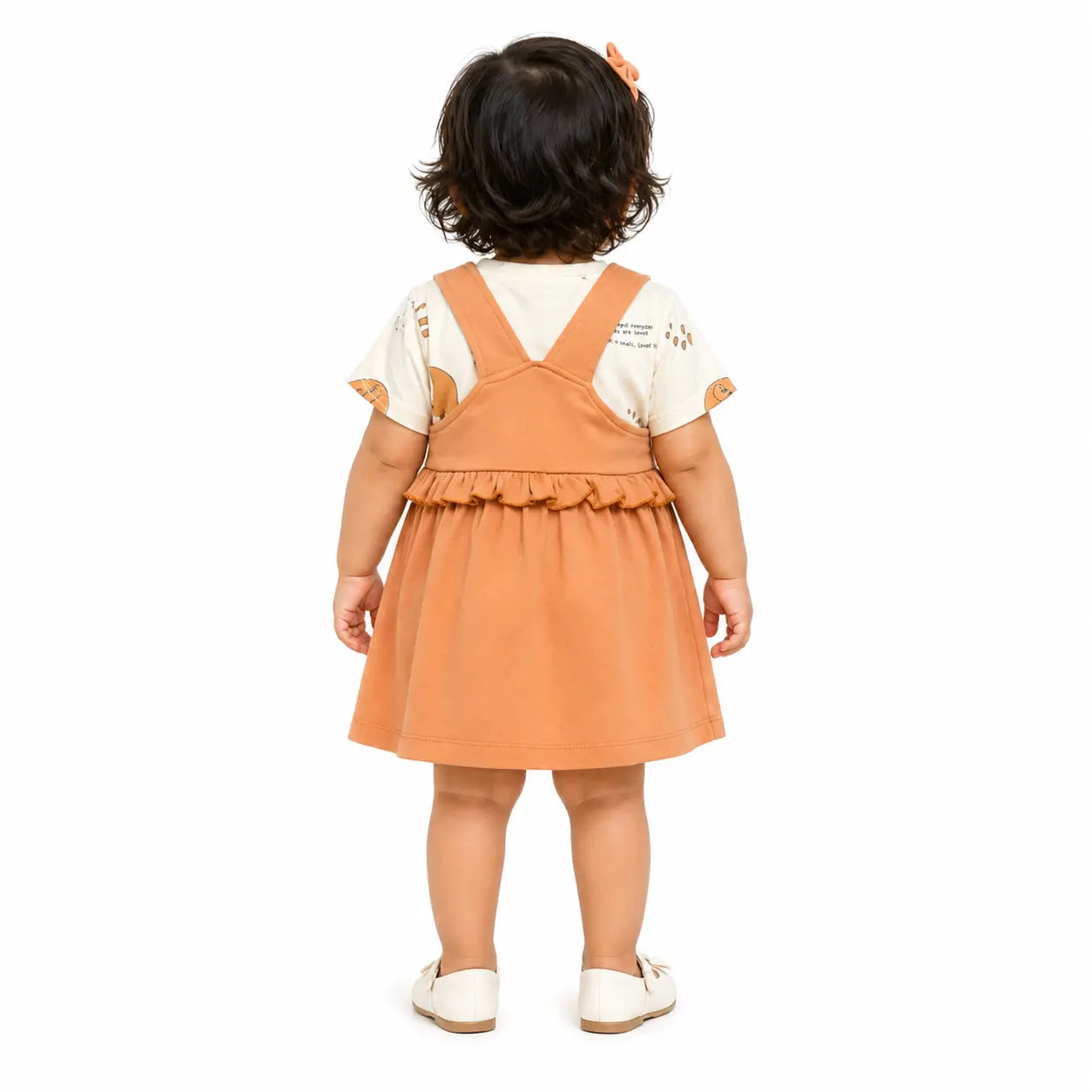 Baby Girls Rust Pinafore Dress with Elephant Embroidery & Tee Set BloomUp