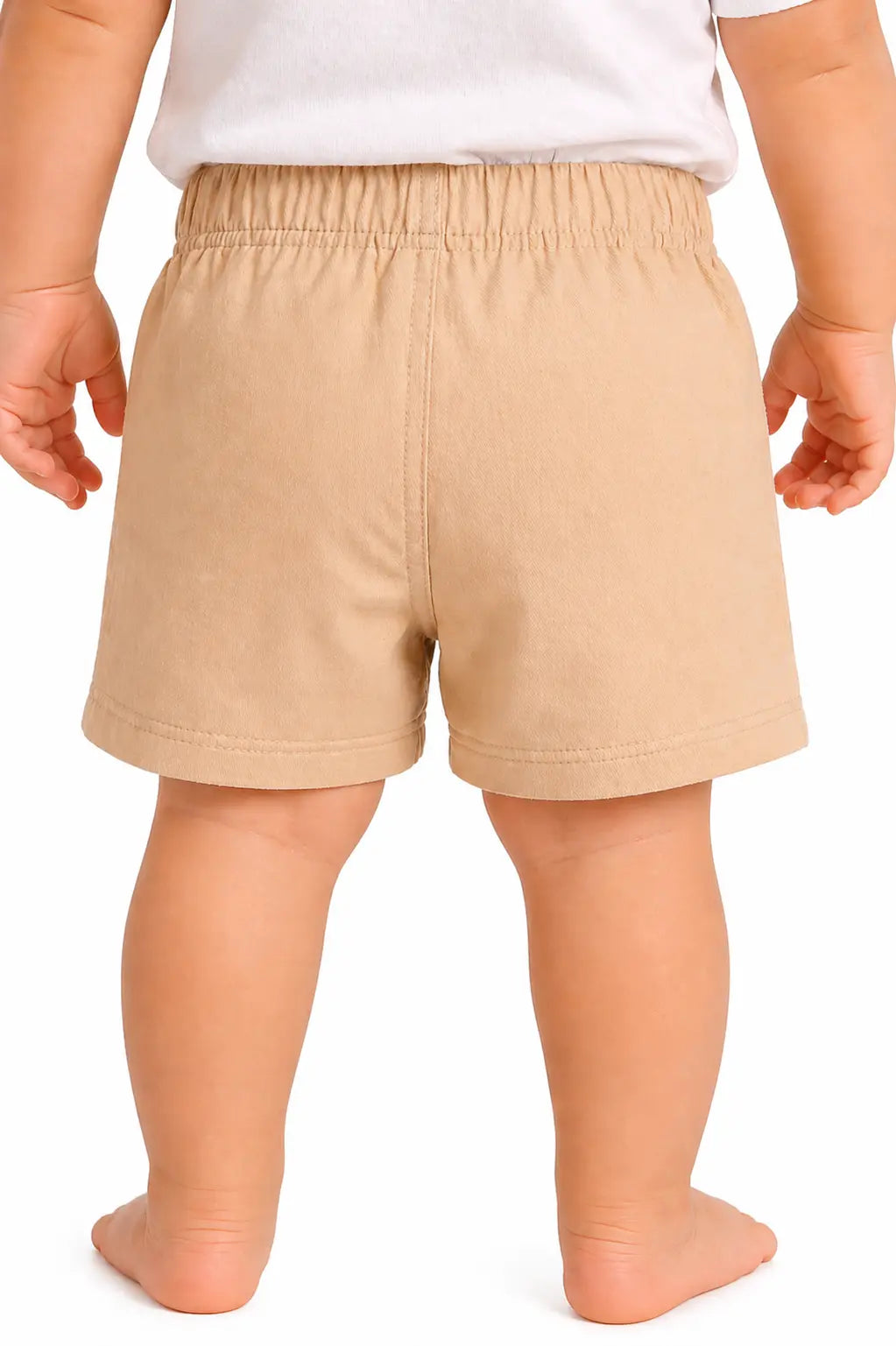 Kids Off-White Elastic Waist Shorts with Front Pockets BloomUp