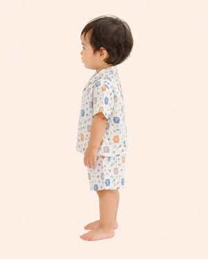 Boys Cartoon Bear Printed Co-ord Set – Soft Cotton Half Sleeve Shirt & Shorts for Toddlers Bloomup