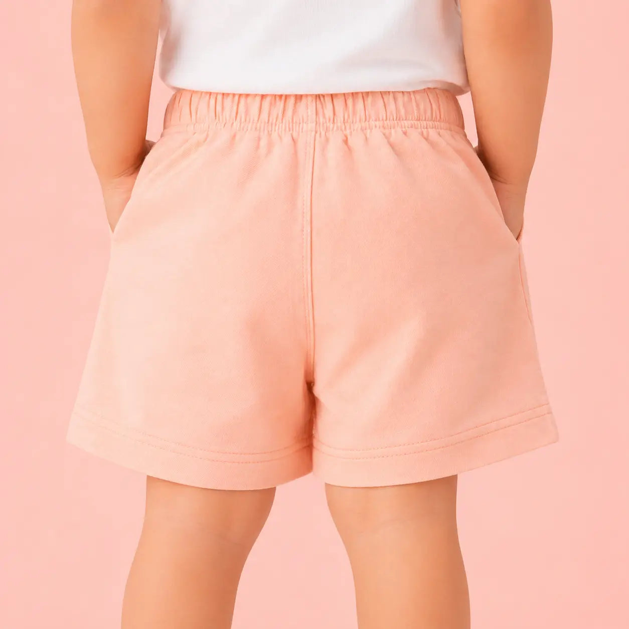 Kids Peach “Be Smile” Printed Cotton Shorts with Contrast Drawstring BloomUp