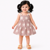Blush Pink Sun Print Tiered Kids Dress – Soft Cotton Summer Wear for Girls