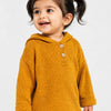Mustard Yellow Textured Hooded Sweatshirt for Kids – Soft Winter Pullover Hoodie for Baby Boys & Girls