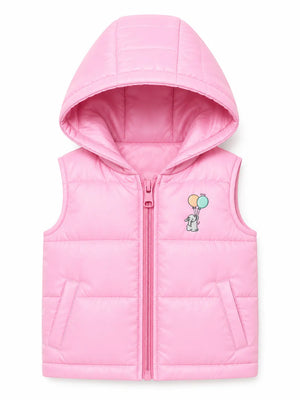 BloomUp Pink Hooded Puffer Vest for Girls – Lightweight Sleeveless Winter Jacket for Kids