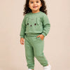 Sage Green Puppy Appliqué Co-ord Set for Kids – Soft Cotton Sweatshirt & Jogger Pants Set