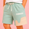 Mint Green Fearless Color Block Shorts for Boys – Soft Cotton Casual Summer Wear