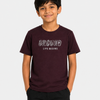Boys Maroon Typography Cotton T-Shirt – “GROUND LIFE BEGINS” Casual Half Sleeve Tee