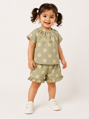 Boys Olive Green Pull On Soft Cotton Clothing Set BloomUp
