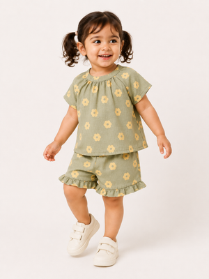 Boys Olive Green Pull On Soft Cotton Clothing Set BloomUp