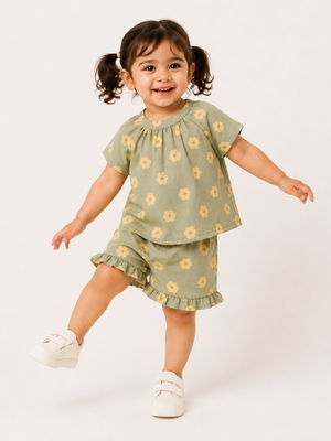 Boys Olive Green Pull On Soft Cotton Clothing Set BloomUp