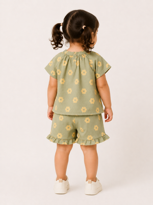 Boys Olive Green Pull On Soft Cotton Clothing Set BloomUp