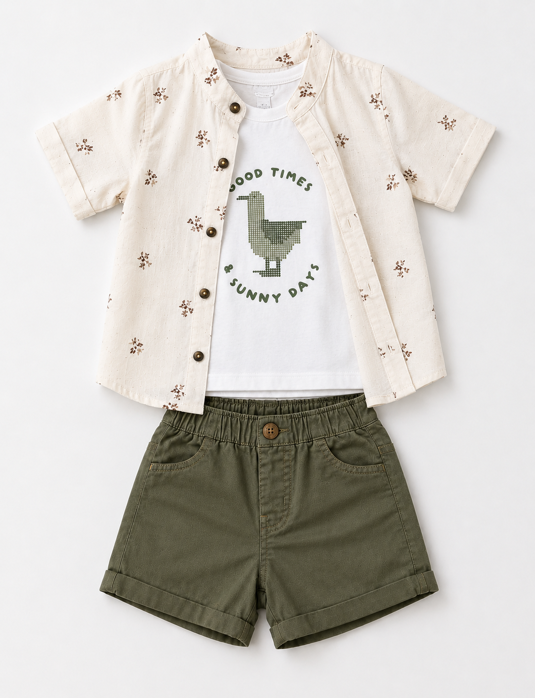 Boys Grey Cargo Style Shorts Soft Cotton Clothing Set BloomUp