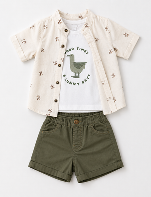 Boys Grey Cargo Style Shorts Soft Cotton Clothing Set BloomUp